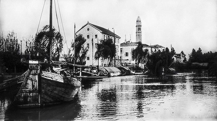 Il Sile e l'antica zona portuale di Sant'Antonino a Treviso, fotografia storica