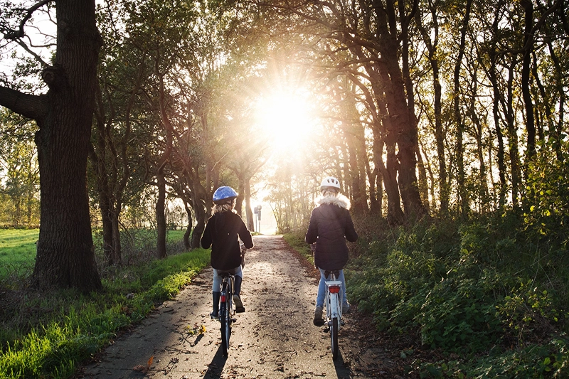 Biciclette lungo la Restera accanto al fiume Sile a Treviso